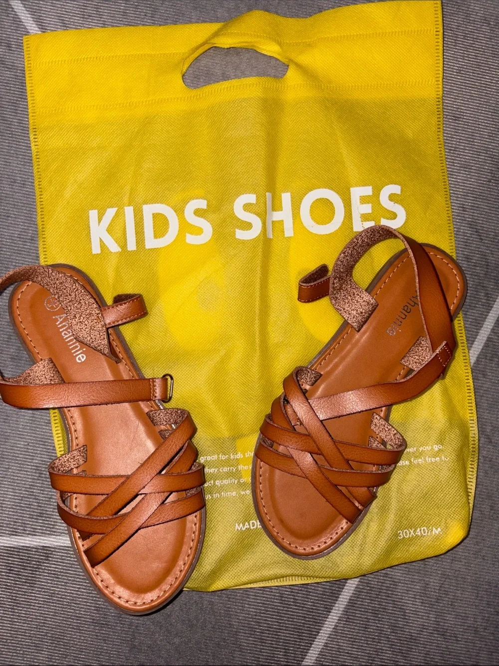 Brown Strappy Flat Sandals ahannie kids size 3 sandal brown new